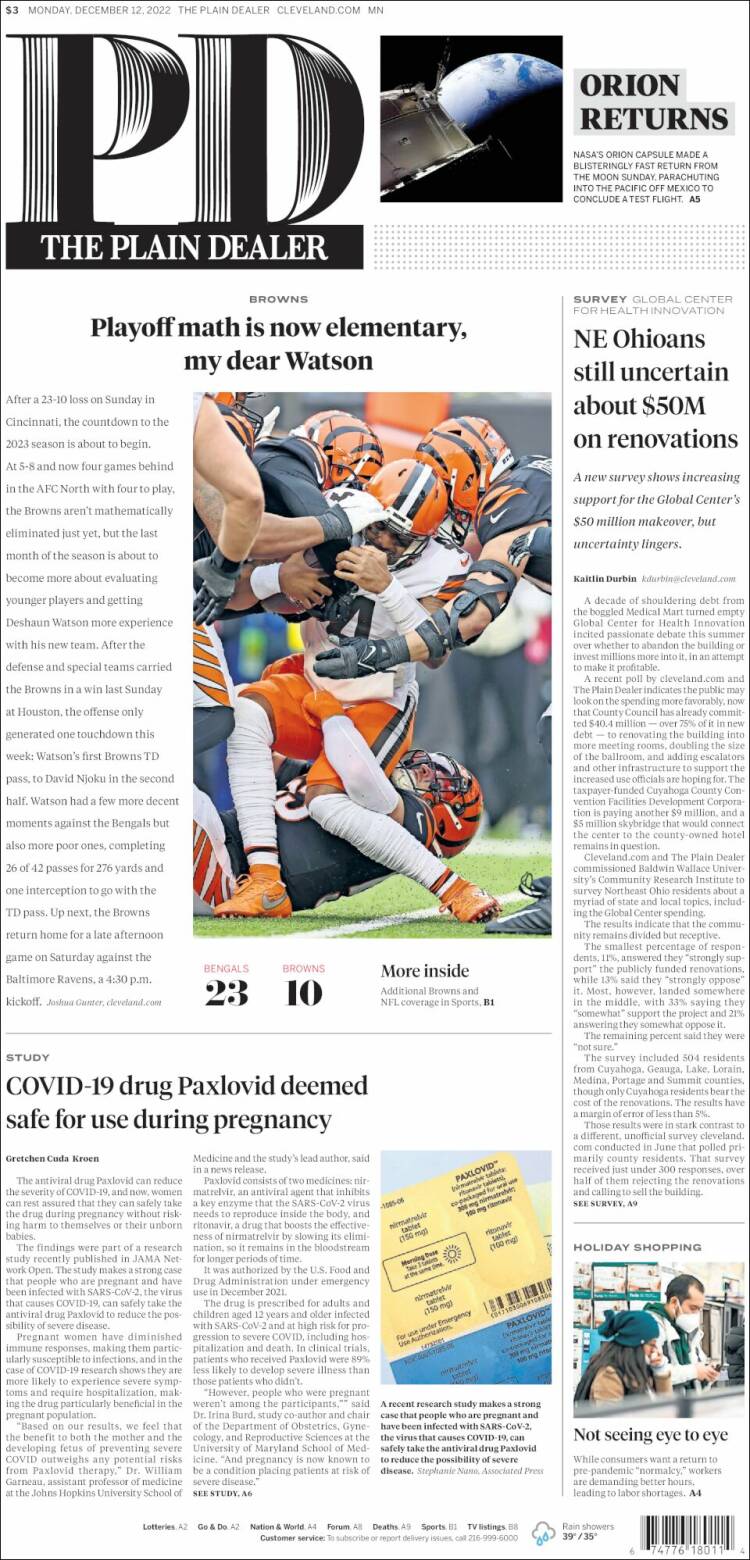 Portada de The Plain Dealer (USA)