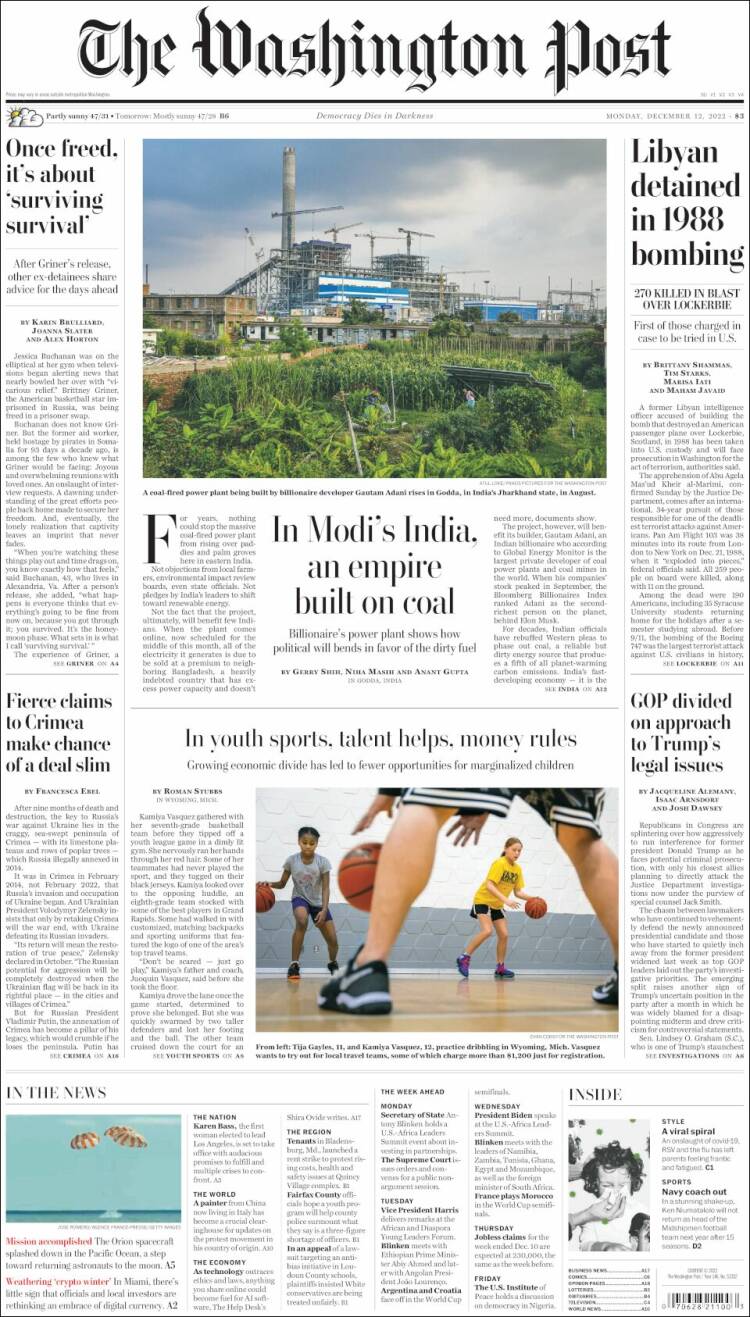 Portada de The Washington Post (USA)