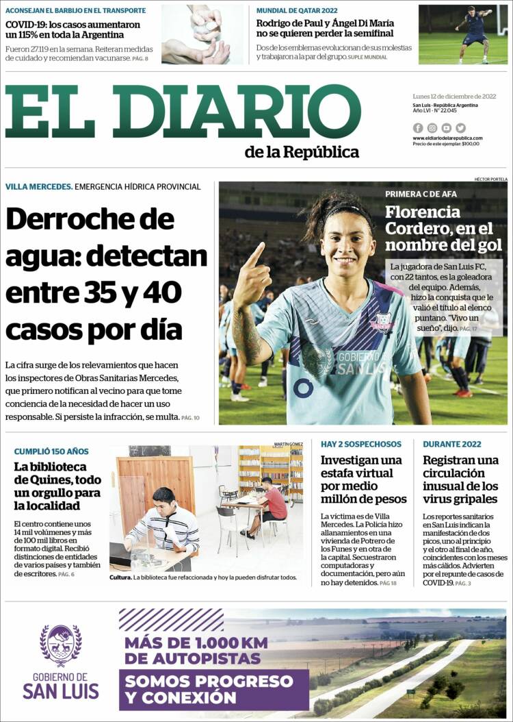 Portada de Diario de la República (Argentina)