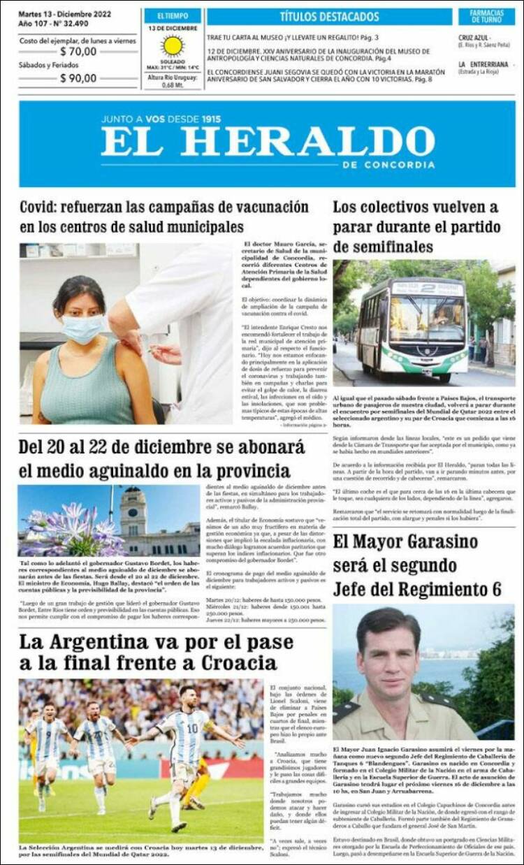 Portada de El Heraldo de Concordia (Argentina)