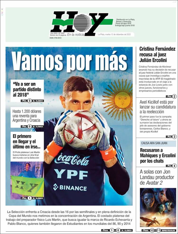 Portada de Diario Hoy (Argentina)