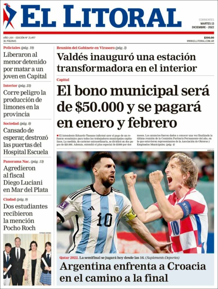 Portada de El Litoral Corrientes (Argentina)