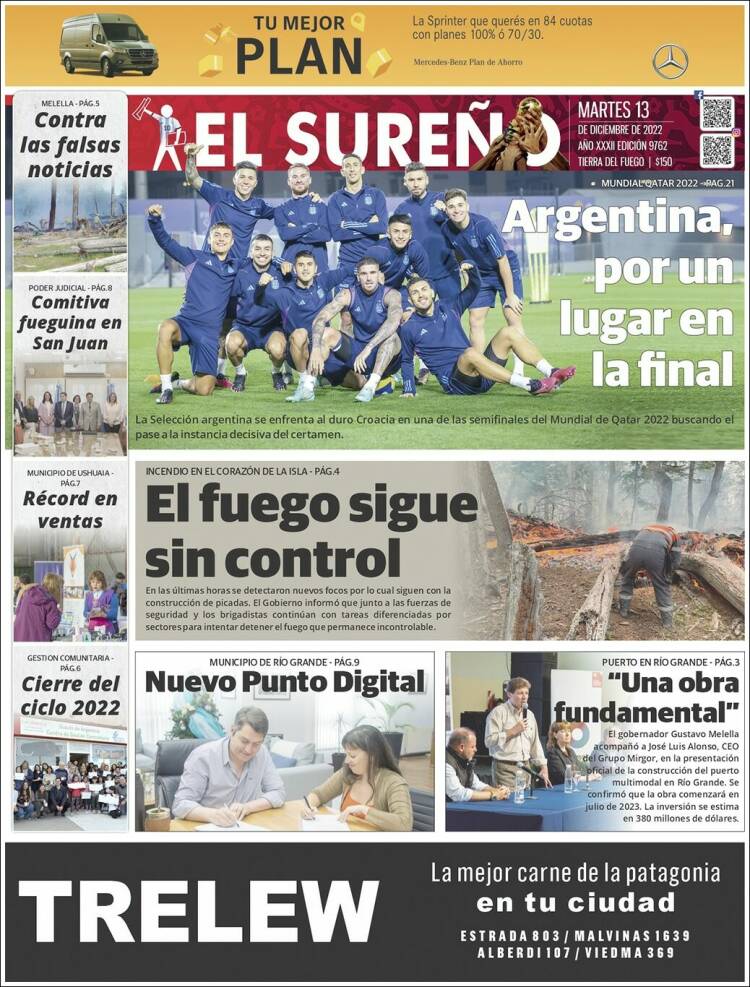 Portada de Diario El Sureño (Argentina)