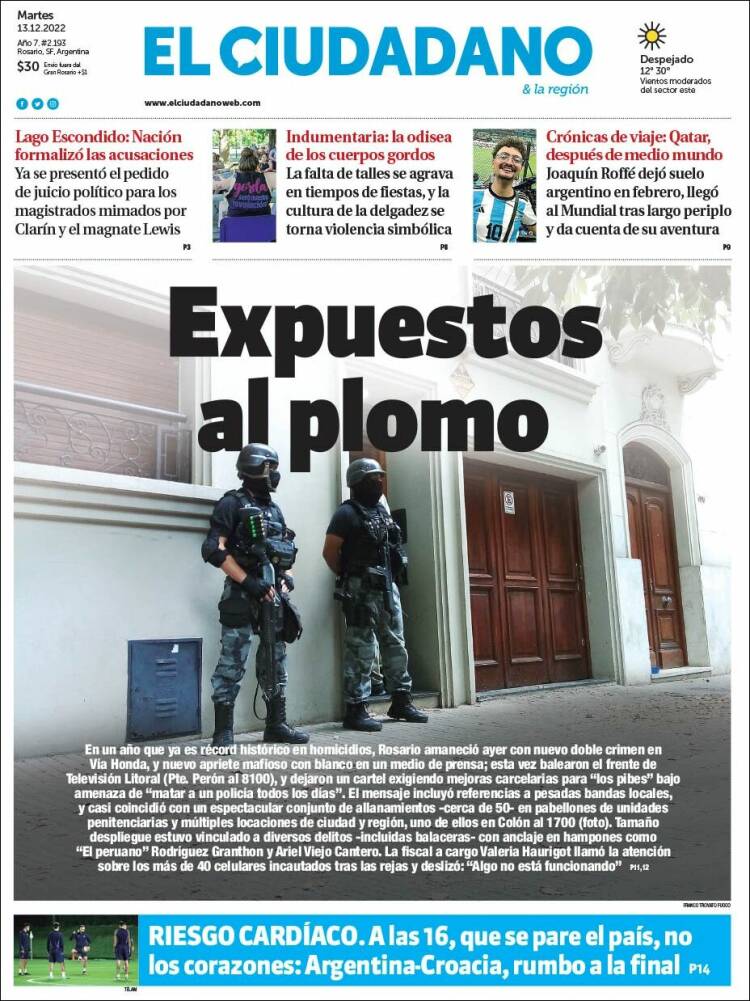 Portada de Diario El Ciudadano (Argentina)