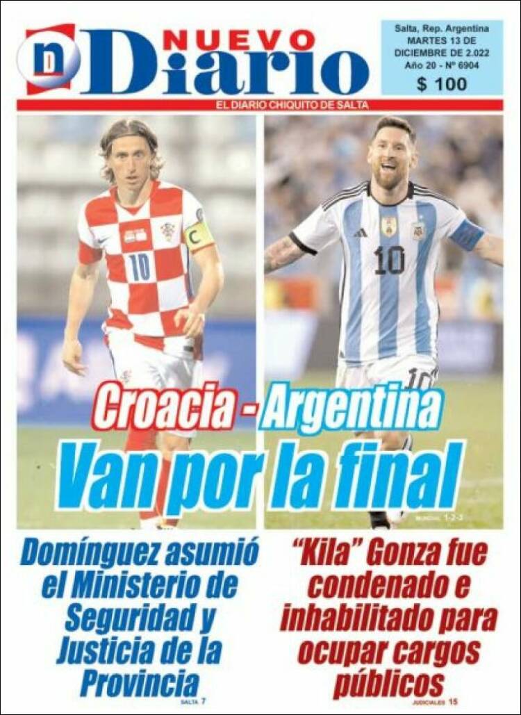 Portada de Nuevo Diario de Salta (Argentina)