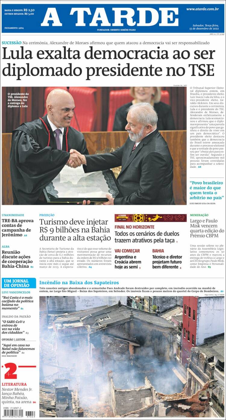 Portada de Diário A Tarde (Br&eacute;sil)