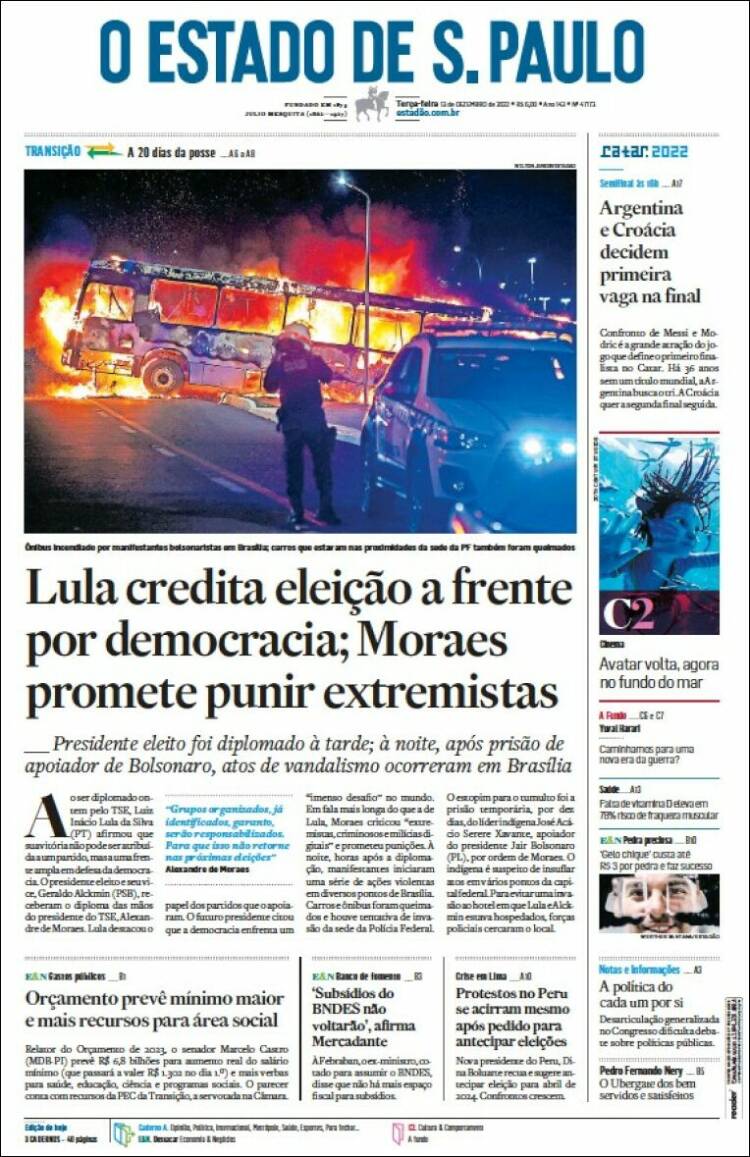 Portada de O Estado de São Paulo (Brasil)