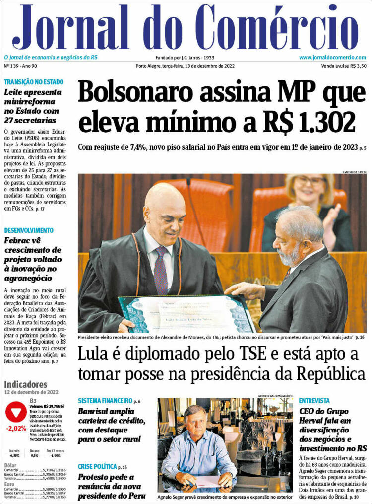 Portada de Jornal do Comércio (Br&eacute;sil)