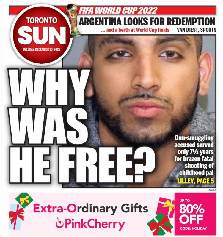 Portada de The Toronto Sun (Canadá)