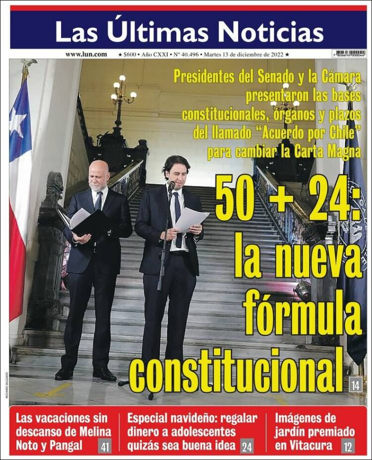 Portada de Las Últimas Noticias (Chile)