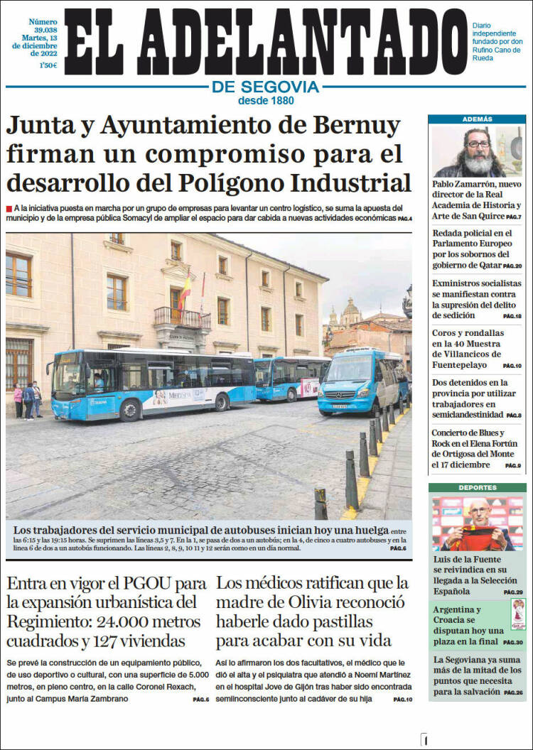 Portada de El Adelantado de Segovia (España)