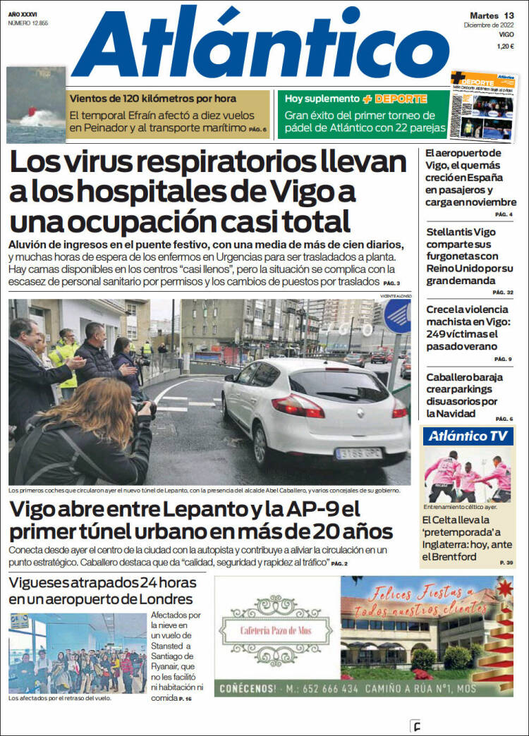 Portada de Atlántico Diario (Espagne)