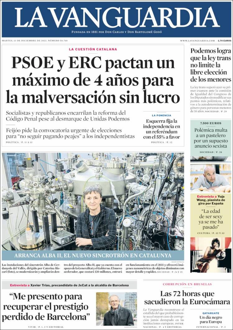 Portada de La Vanguardia (Spain)