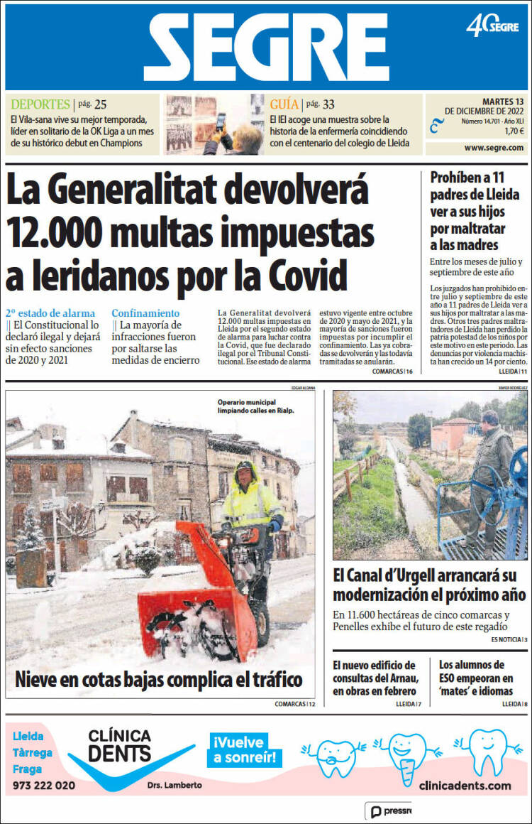 Portada de Segre  (España)