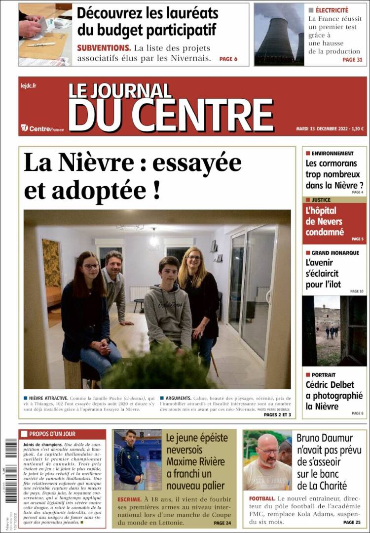 Portada de Le Journal du Centre (Francia)