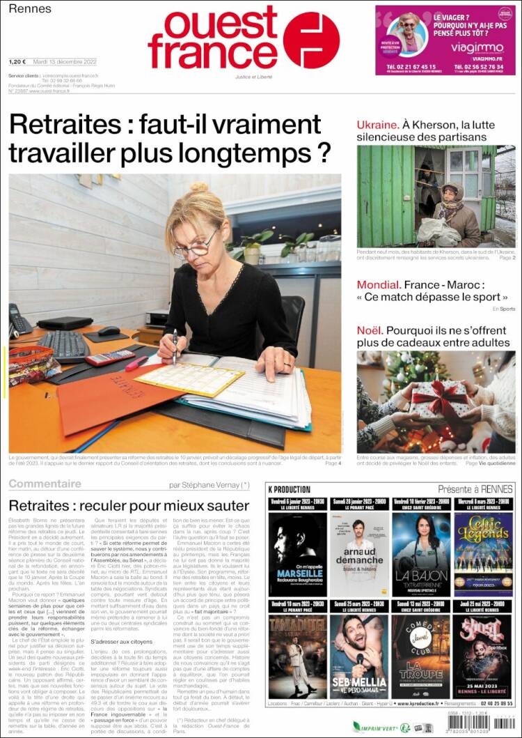 Portada de Ouest France (France)