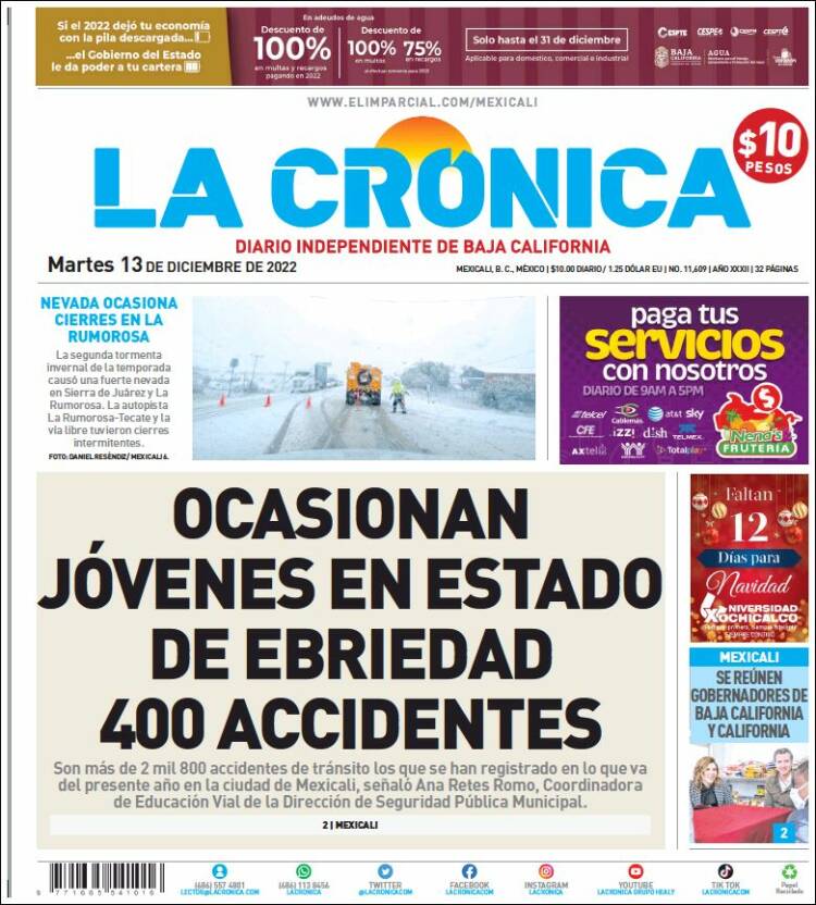 Portada de La Crónica de Baja California (M&eacute;xico)