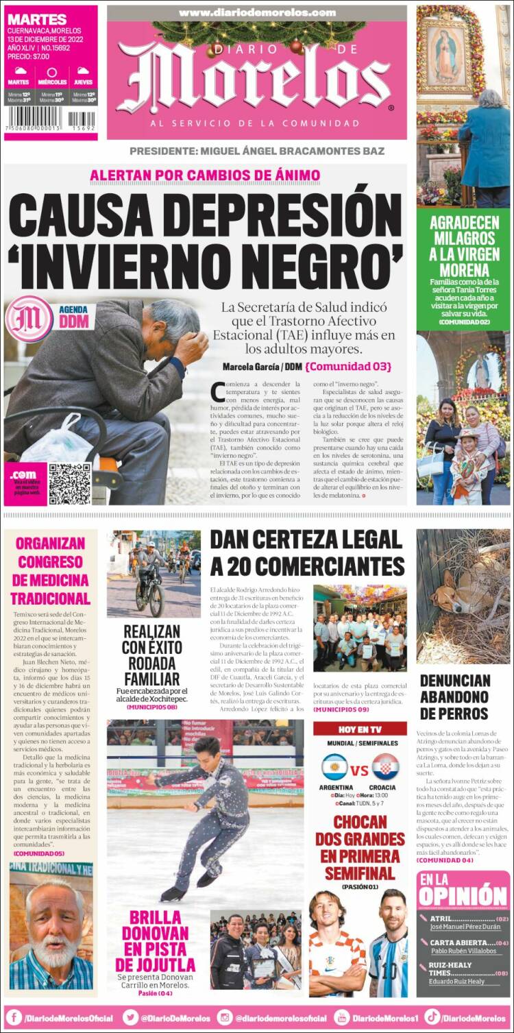 Portada de Diario de Morelos (M&eacute;xico)