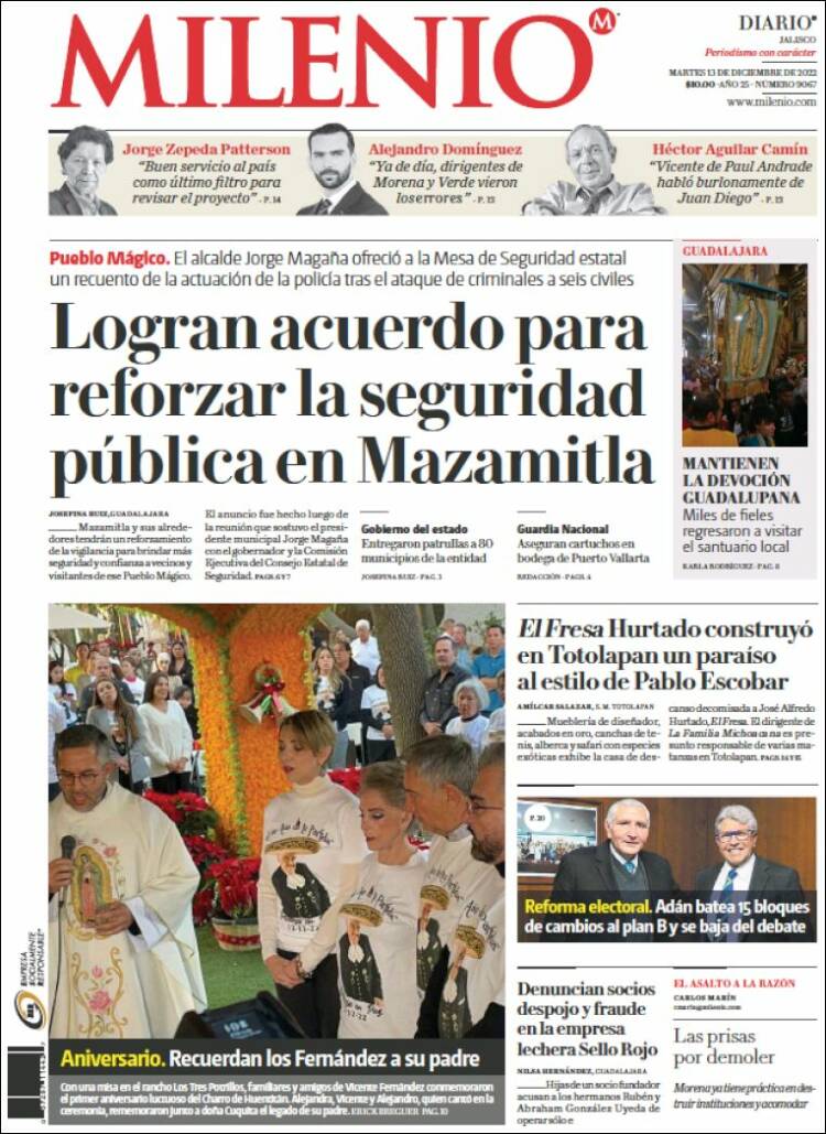 Portada de Milenio - Jalisco (M&eacute;xico)