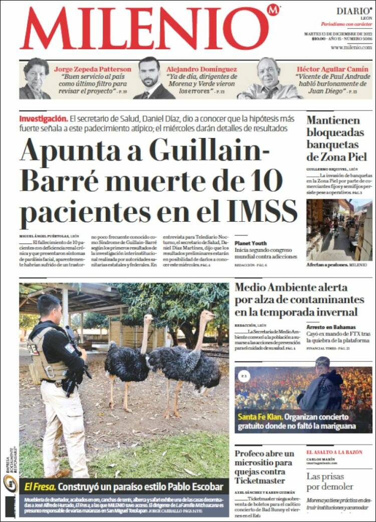 Portada de Milenio de León (M&eacute;xico)