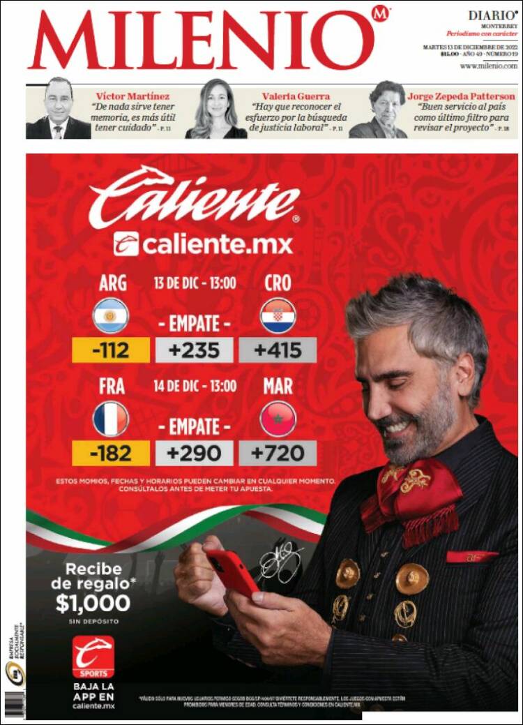 Portada de Milenio de Monterrey (M&eacute;xico)