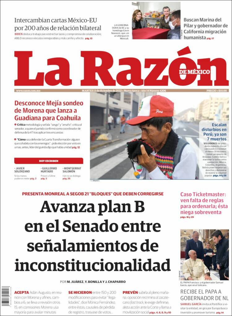 Portada de La Razón (M&eacute;xico)