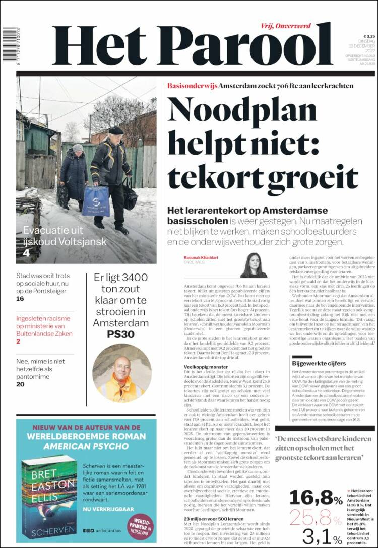 Portada de Het Parool (Pa&iacute;ses Bajos)
