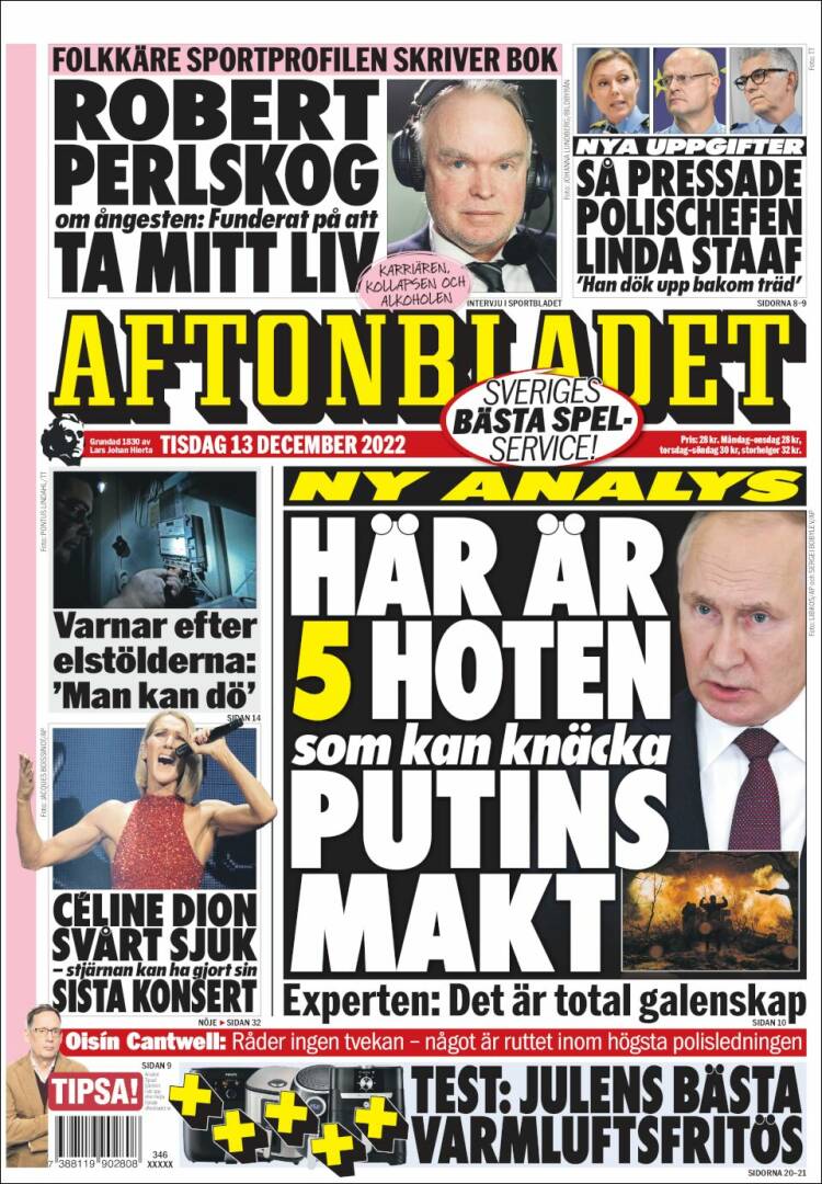 Portada de Aftonbladet (Suecia)