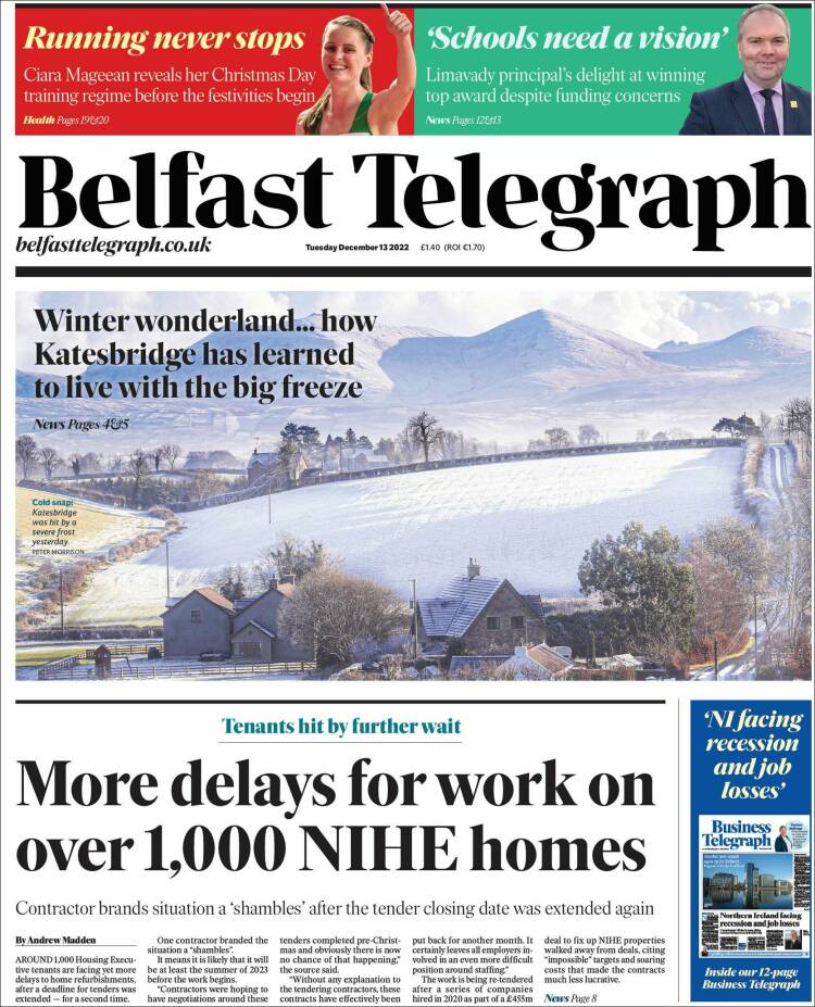 Portada de Belfast Telegraph (Royaume-Uni)