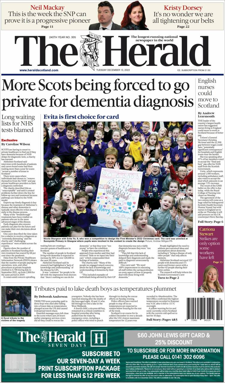 Portada de The Herald (Royaume-Uni)