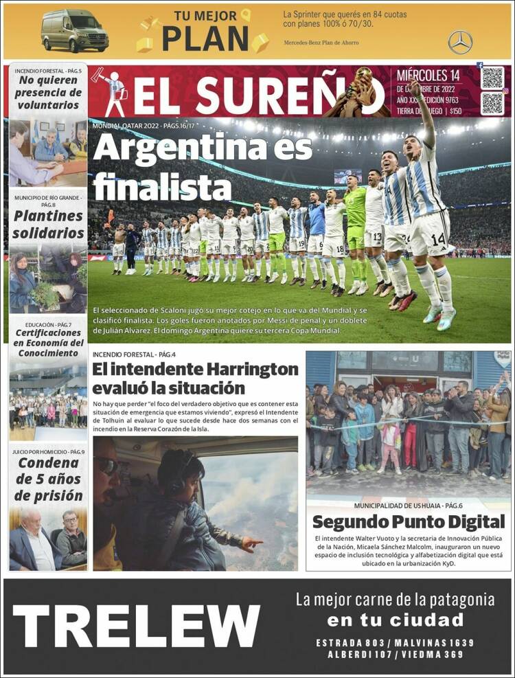 Portada de Diario El Sureño (Argentina)