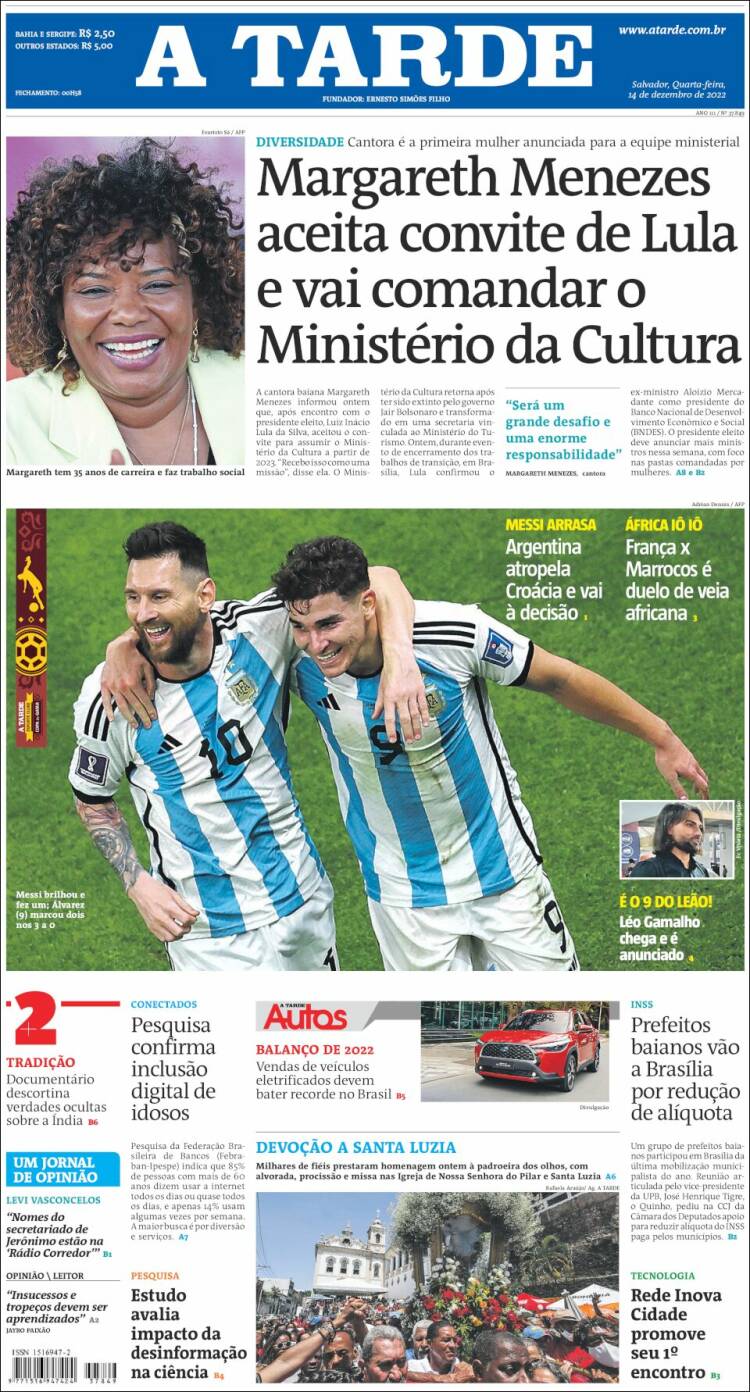 Portada de Diário A Tarde (Brasil)