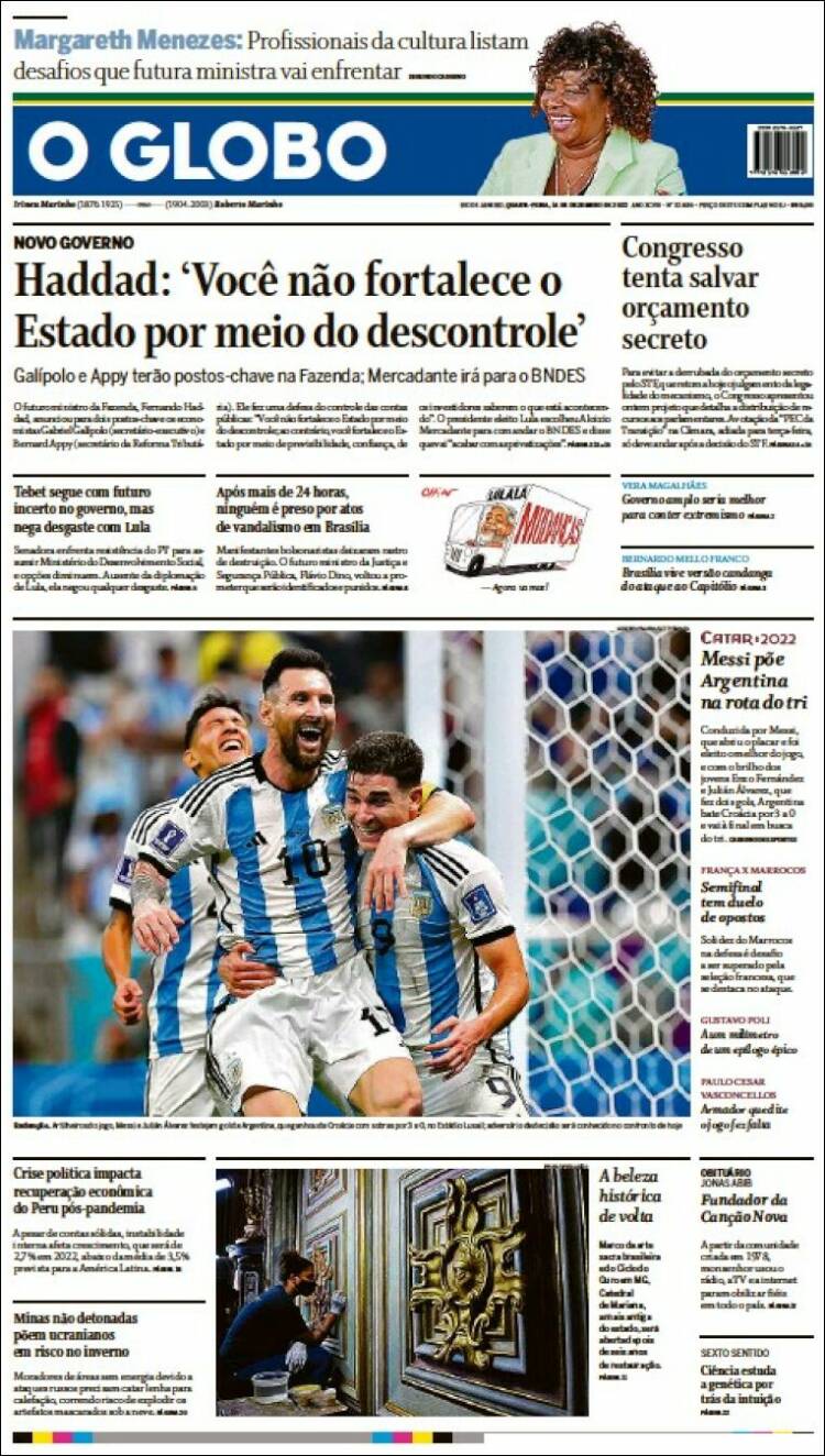 Portada de O Globo (Brasil)