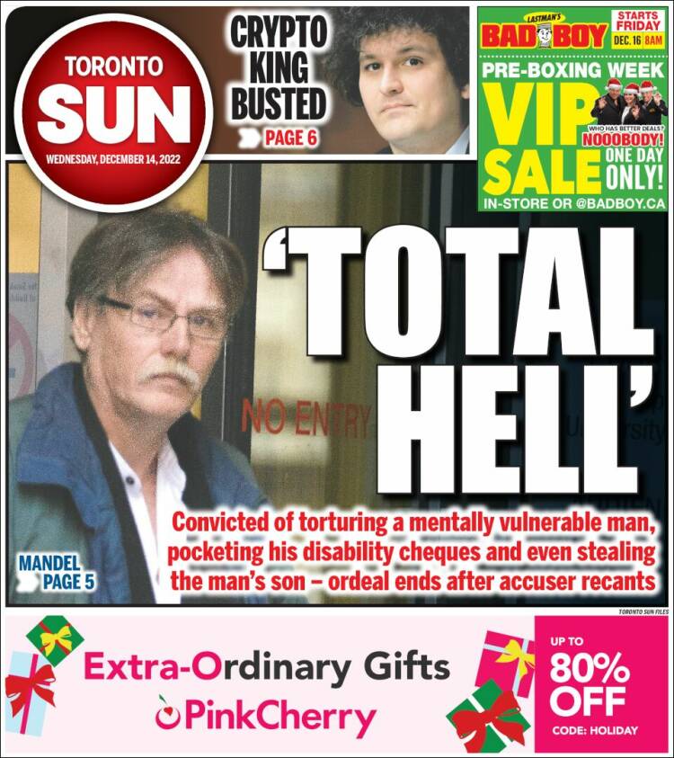 Portada de The Toronto Sun (Canadá)