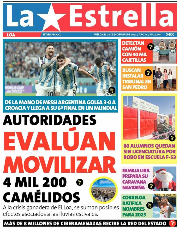 Portada de La Estrella de Loa (Chile)