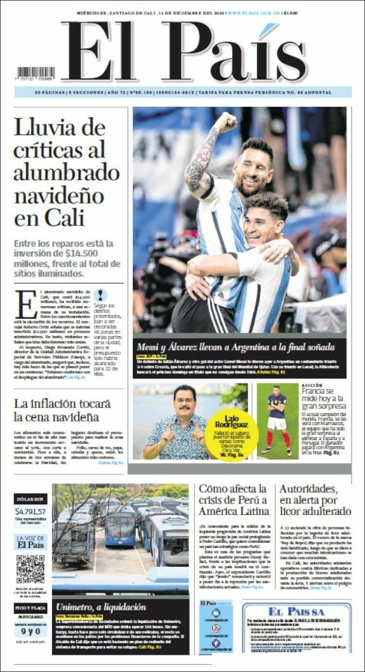 Portada de El País - Cali (Colombia)