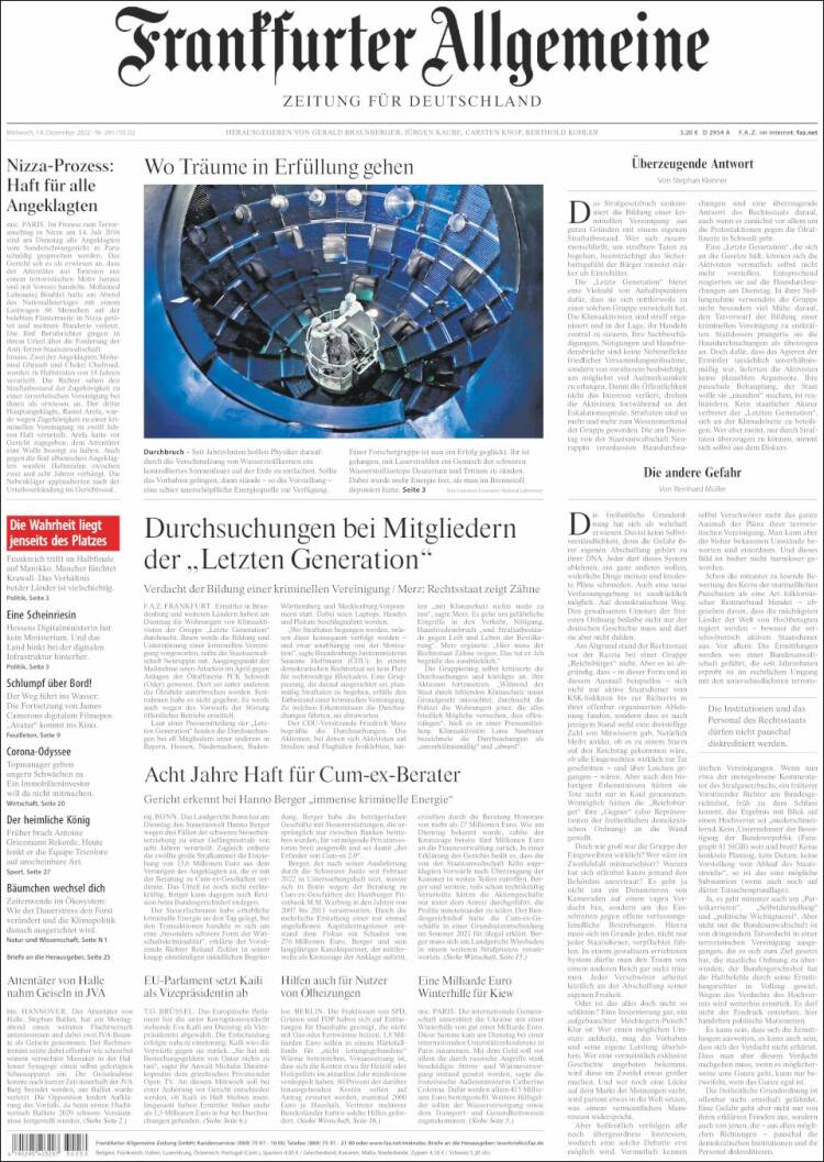 Portada de Frankfurter Allgemeine (Alemania)