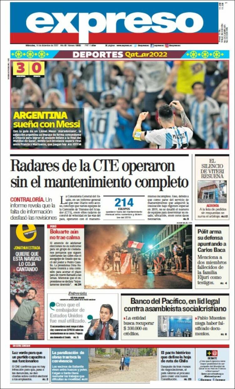 Portada de Expreso (Ecuador)