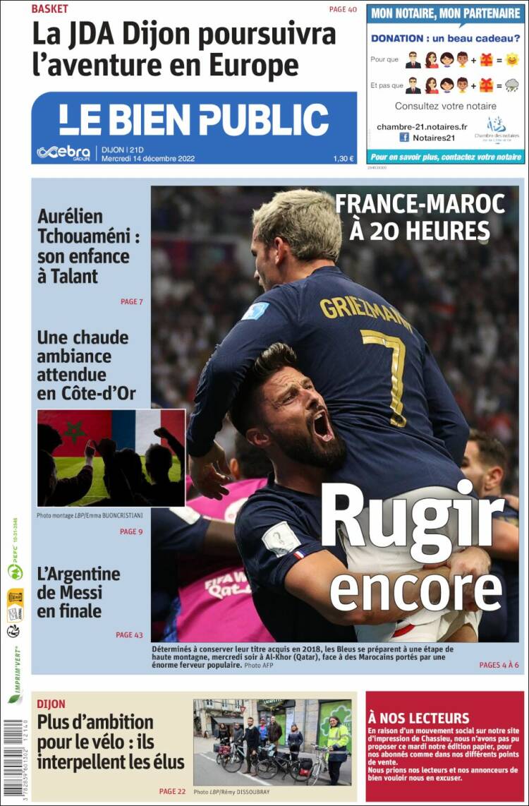 Portada de Le Bien Public (Francia)