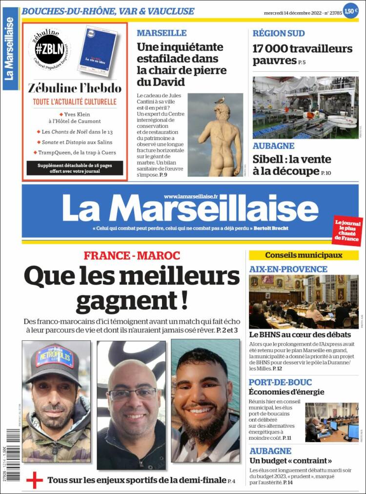 Portada de La Marseillaise (Francia)