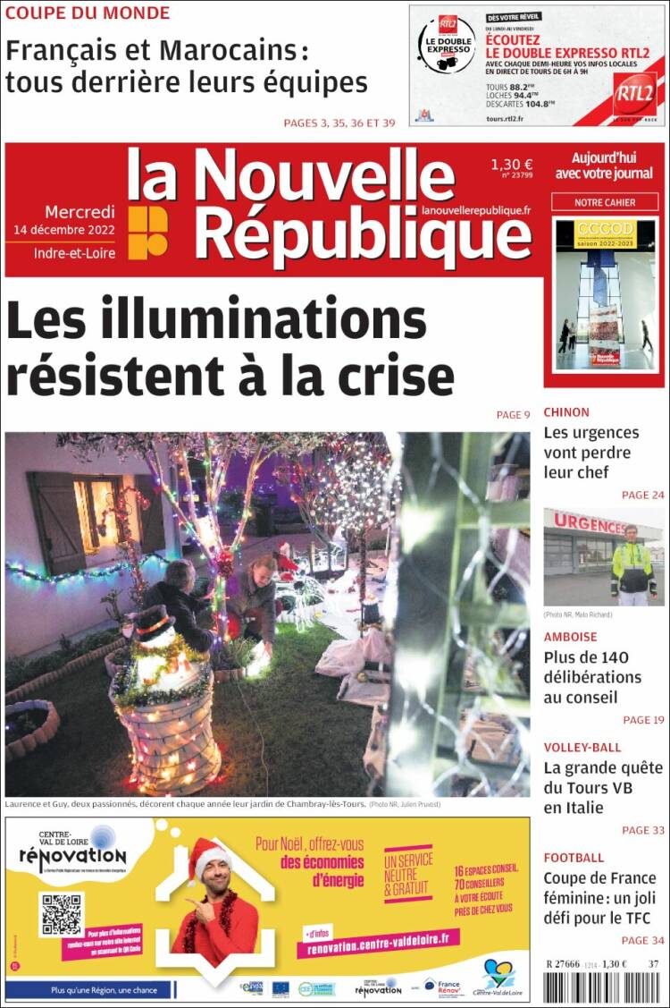 Portada de La Nouvelle Republique (Francia)