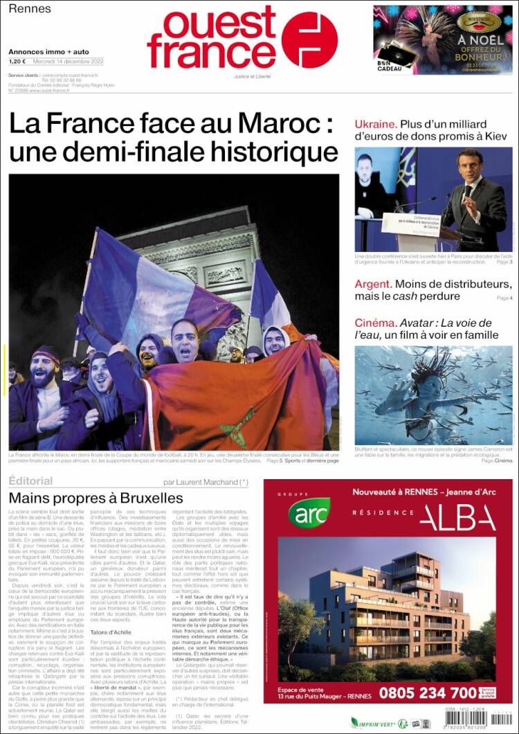 Portada de Ouest France (Francia)