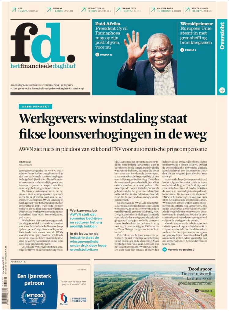 Portada de Het Financieele Dagblad (Pa&iacute;ses Bajos)