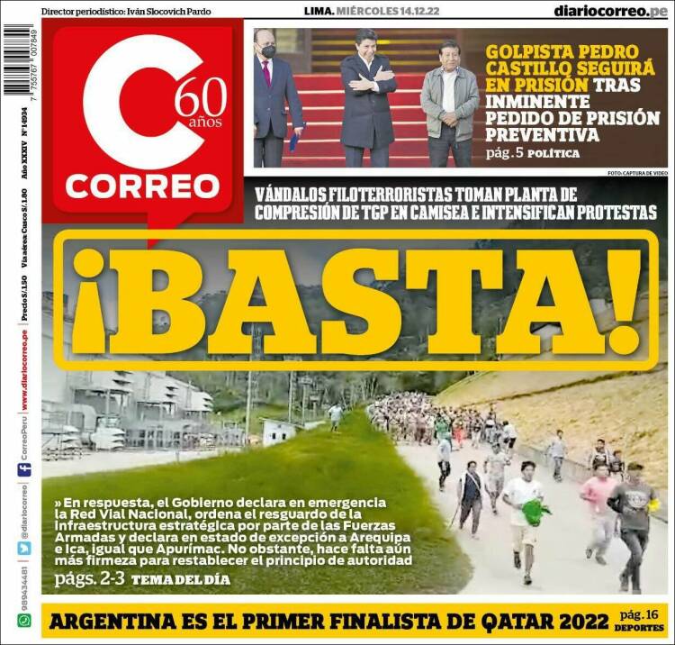Portada de Diario Correo (Per&uacute;)
