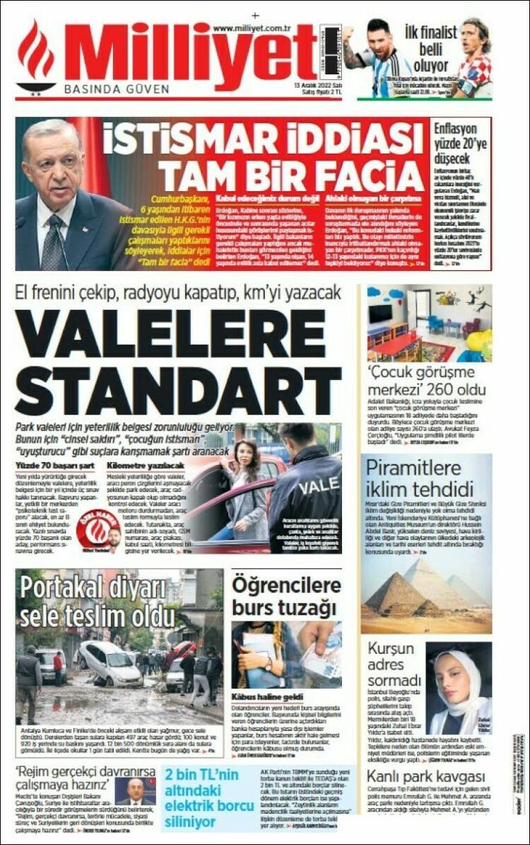 Portada de Milliyet (Turqu&iacute;a)