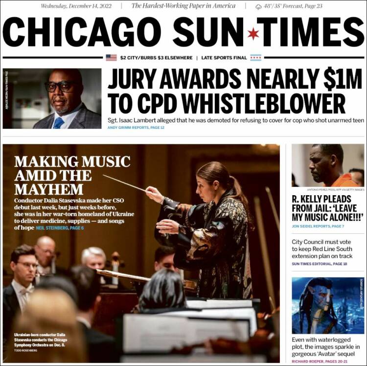 Portada de Chicago Sun-Times (USA)