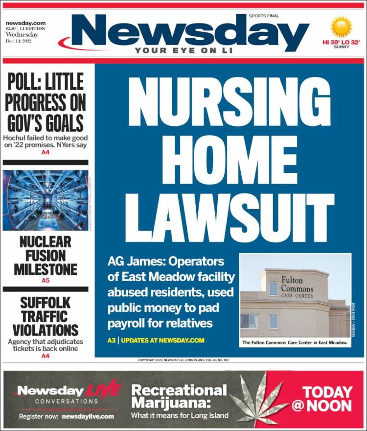 Portada de Newsday (USA)