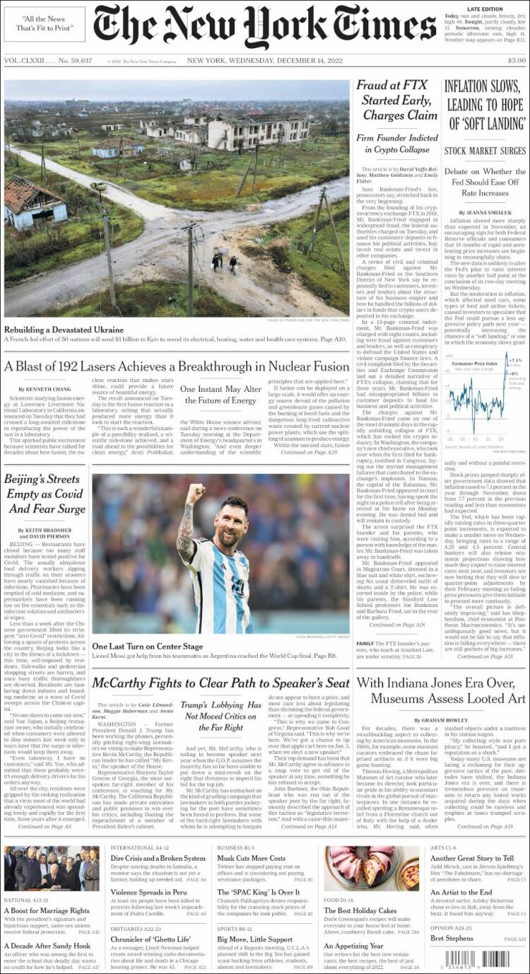 Portada de New York Times (USA)