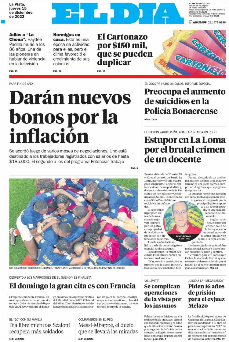 Portada de El Día de la Plata (Argentina)