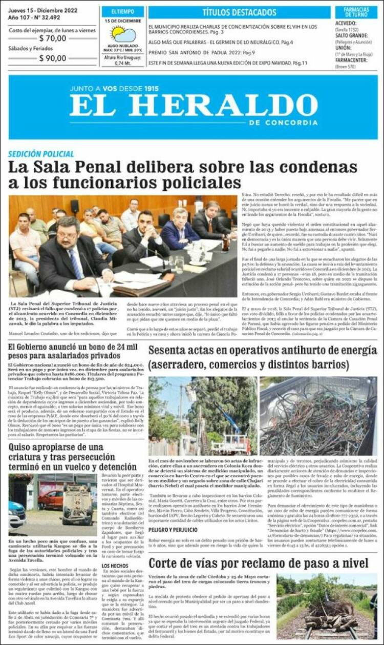 Portada de El Heraldo de Concordia (Argentina)